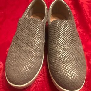 Dr Scholls Slip On Sneakers Leather Snake Print Gray Size 10